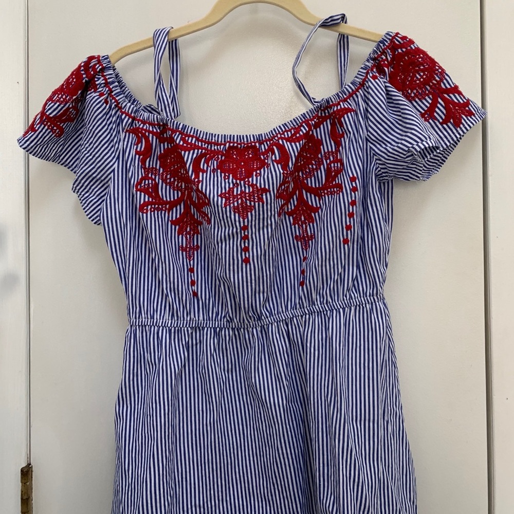 Striped knee length dress